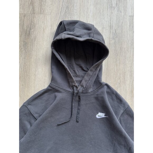 Rare Vintage Y2K Nike Swoosh Black Hoodie Sports Streetwear Gym Run Medium Yoga - Picture 3 of 8